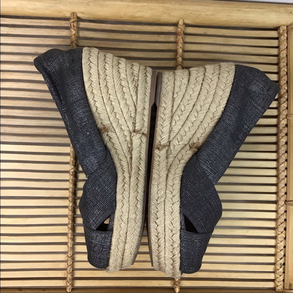 TORY BURCH Filipa Pewter Espadrille Wedges